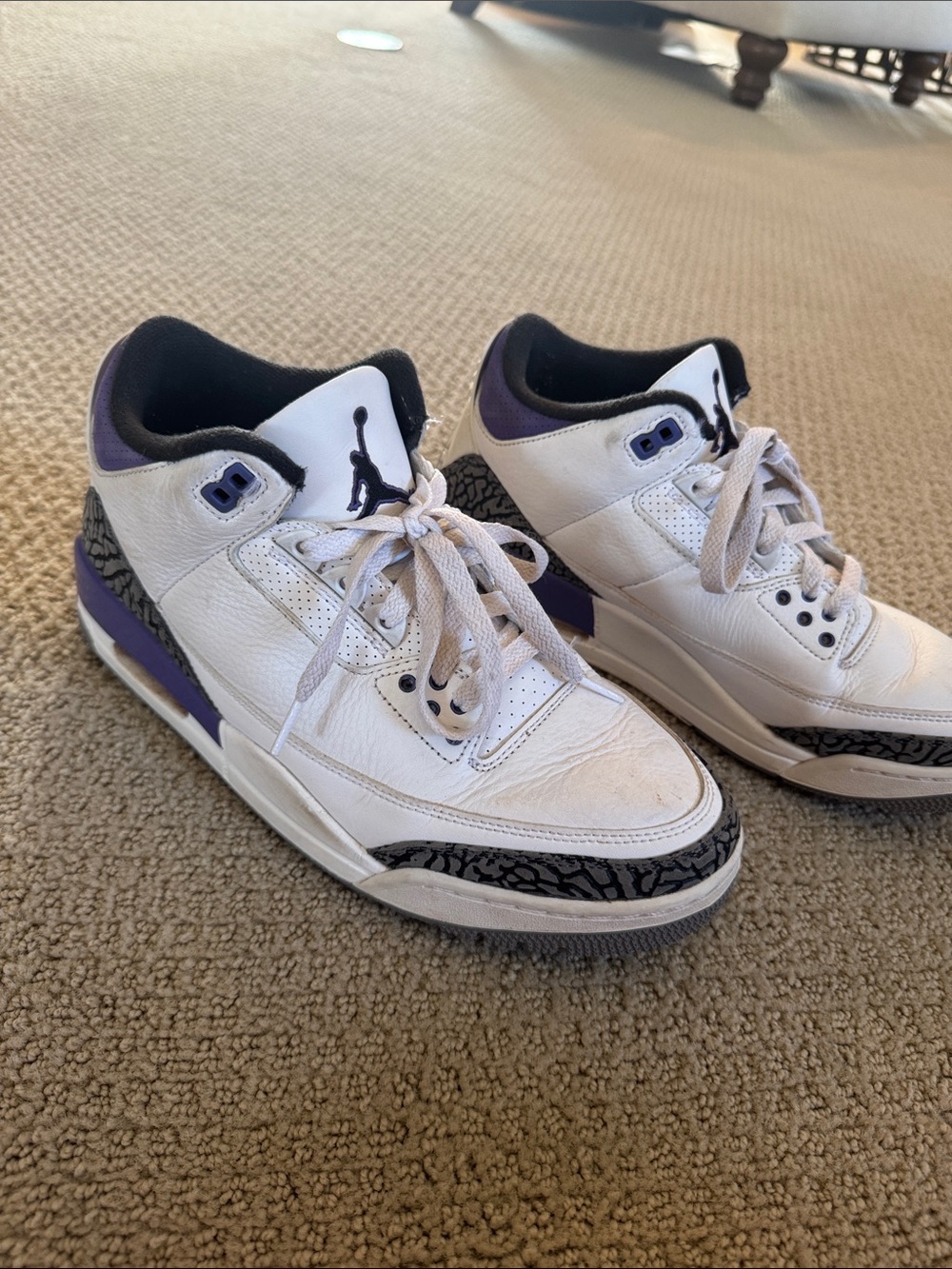 Jordan 3 Retro Dark Iris Sneakers - size men’s 9 -Elephant Print